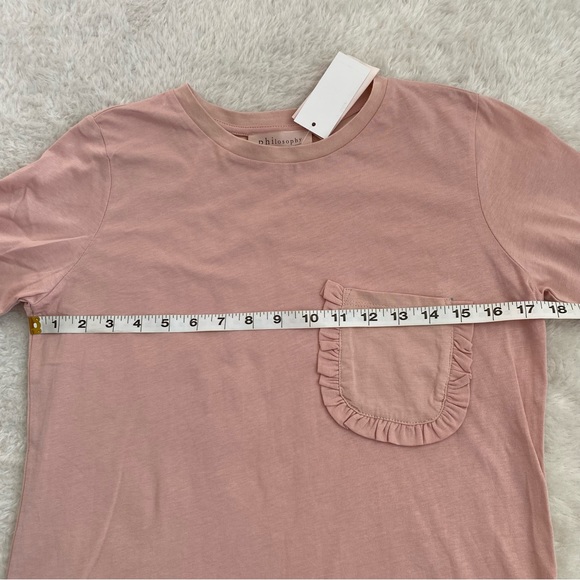Philosophy, Women's Short Sleeve Chest Pocket Ruffle Detail, Pink, Size S - Picture 4 of 8